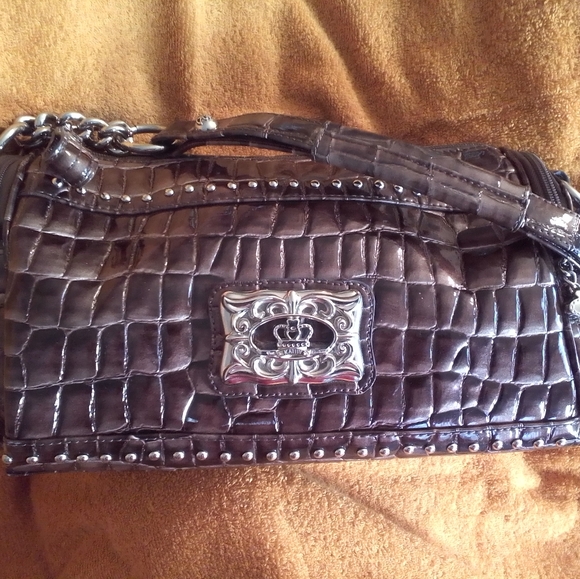 Kathy Van Zeeland KVZ Brown Croc-Embossed Women's Handbag - Picture 10 of 10